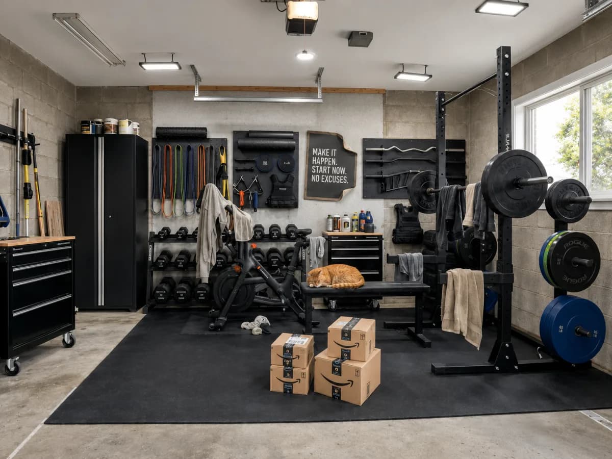 A home gym — bought, installed, barely used